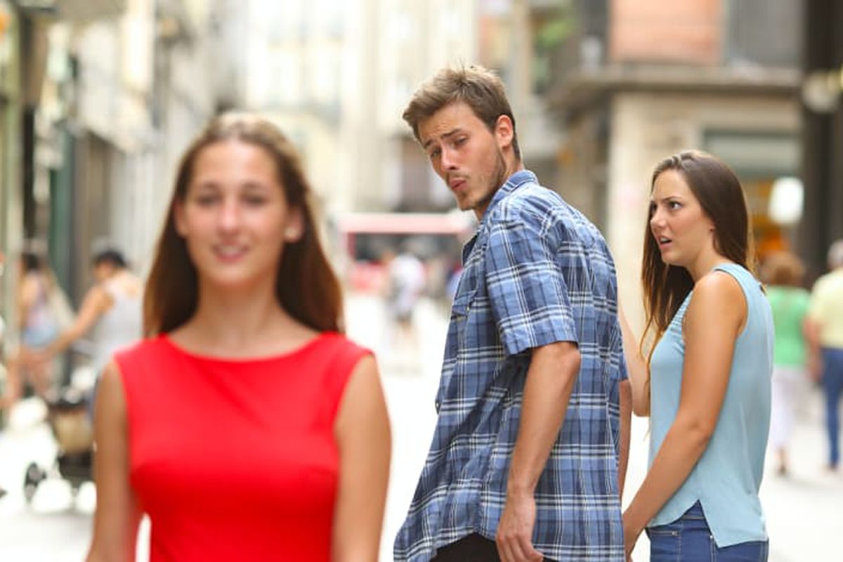 Distracted Boyfriend meme about Olive & Piper